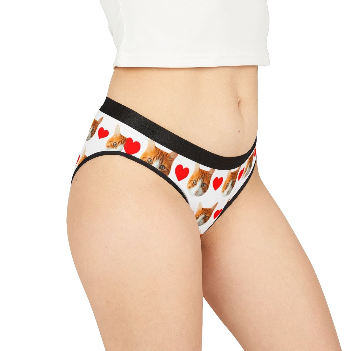 Custom Cat Face Panties With Hearts