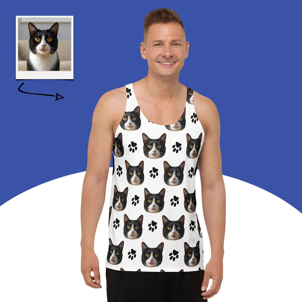 Custom Cat Face Tank Top With Paws