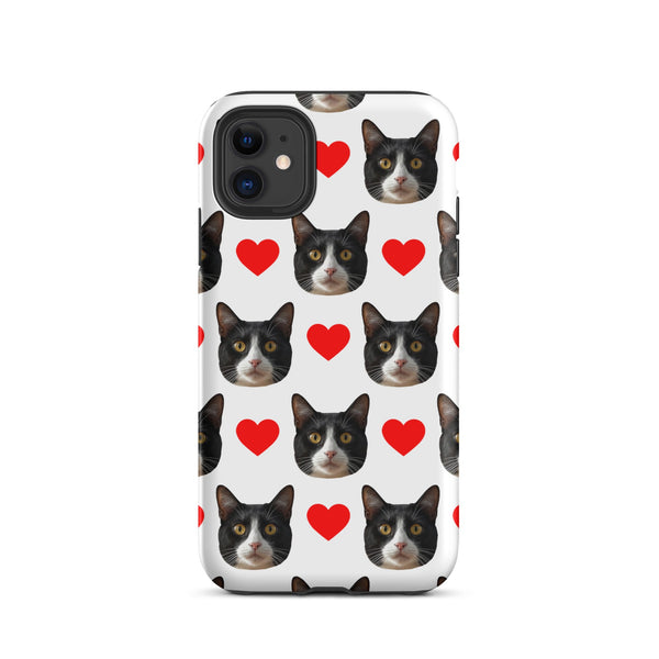 Custom Cat Face Phone Case With Hearts