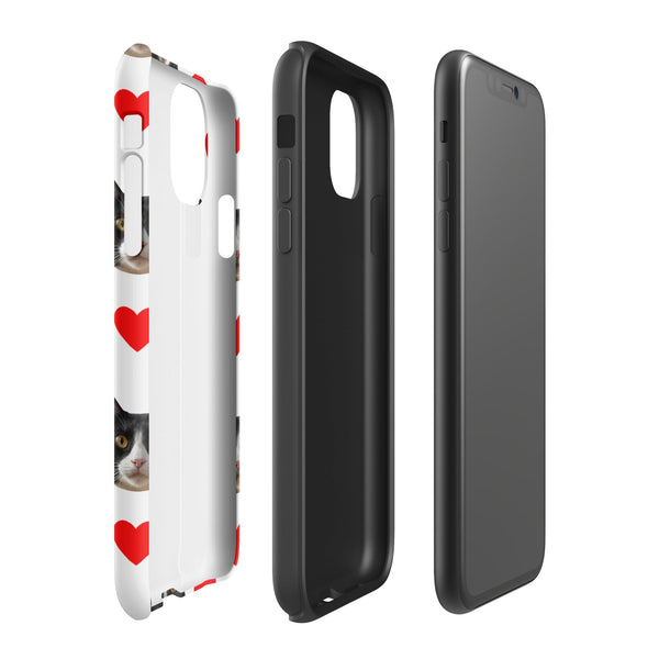 Custom Cat Face Phone Case With Hearts
