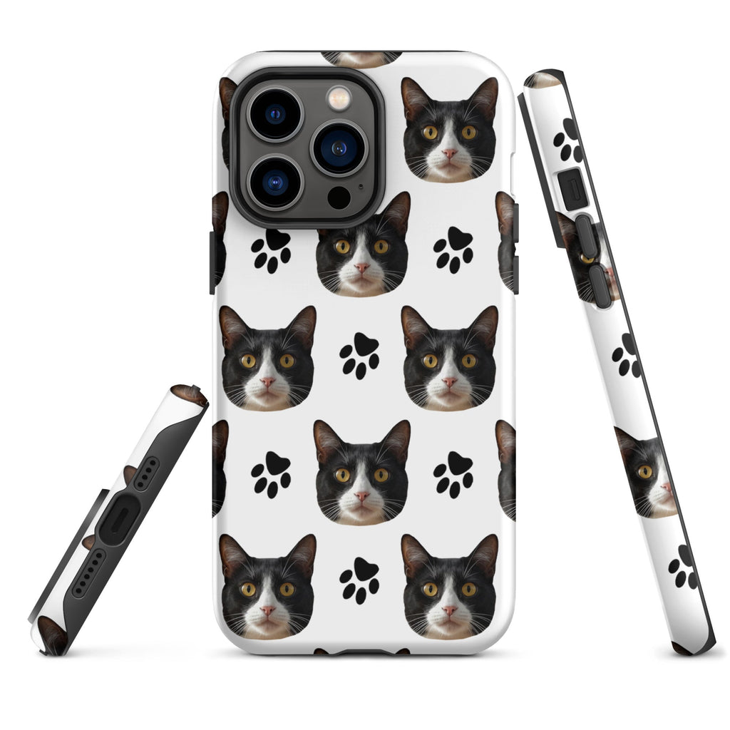 Custom Cat Face Phone Case With Paw Prints