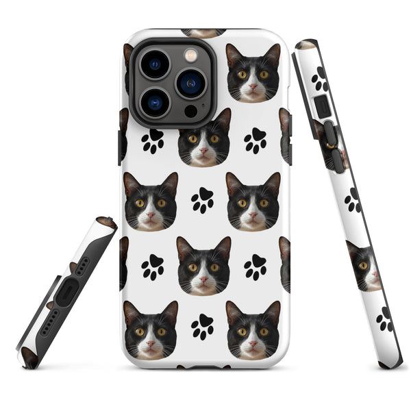 Custom Cat Face Phone Case With Paw Prints
