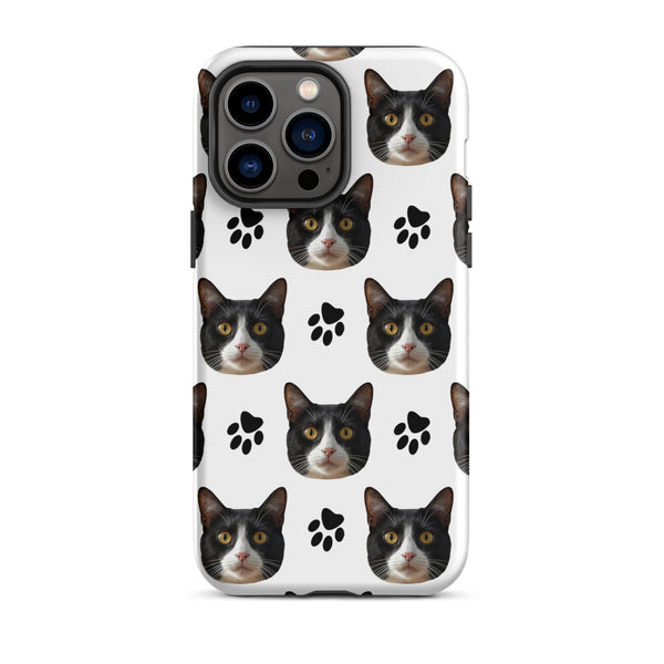Custom Cat Face Phone Case With Paw Prints