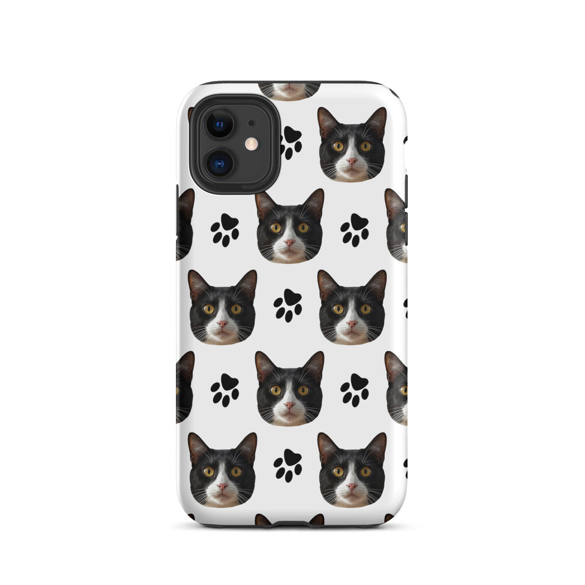 Custom Cat Face Phone Case With Paw Prints