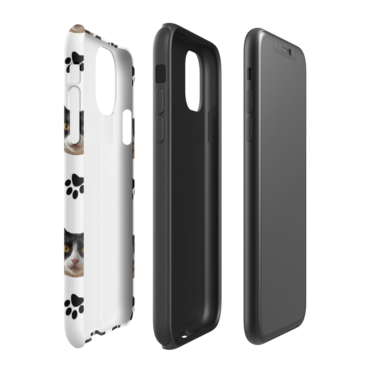 Custom Cat Face Phone Case With Paw Print
