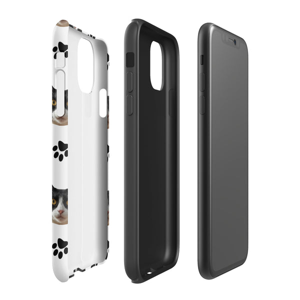 Custom Cat Face Phone Case With Paw Print