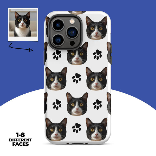 Custom Cat Face Phone Case With Paw Prints