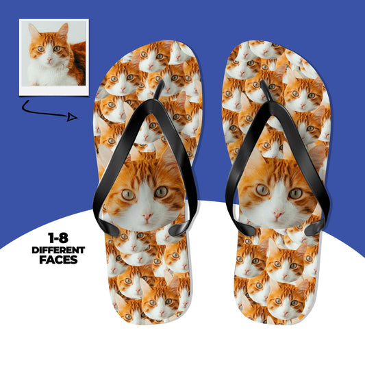 Custom Cat Faces Flip Flops