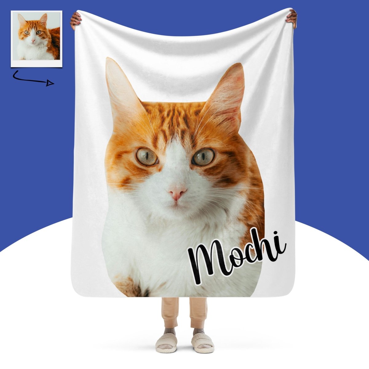 Custom Cat Photo Blanket With Name Main image