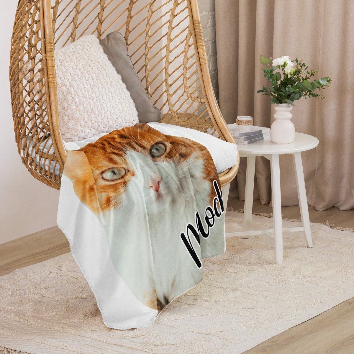 Custom Cat Photo Blanket With Name Secondary image