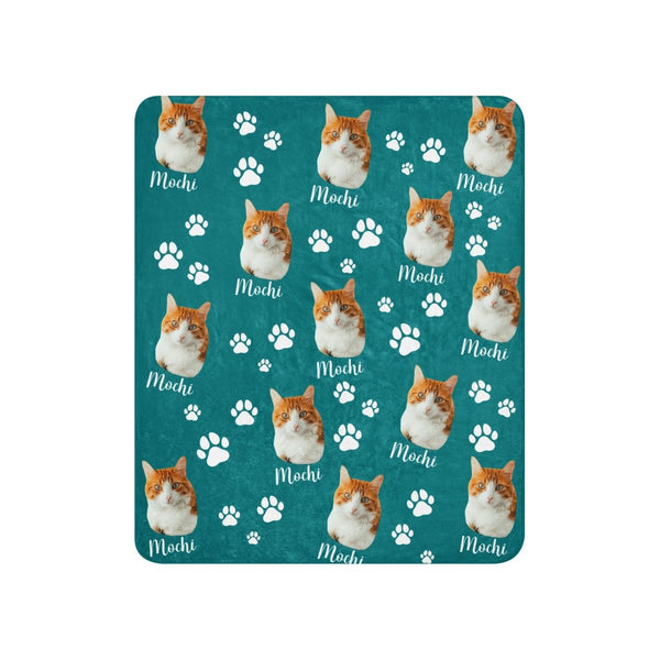 Custom Cat Photo Blanket With Text