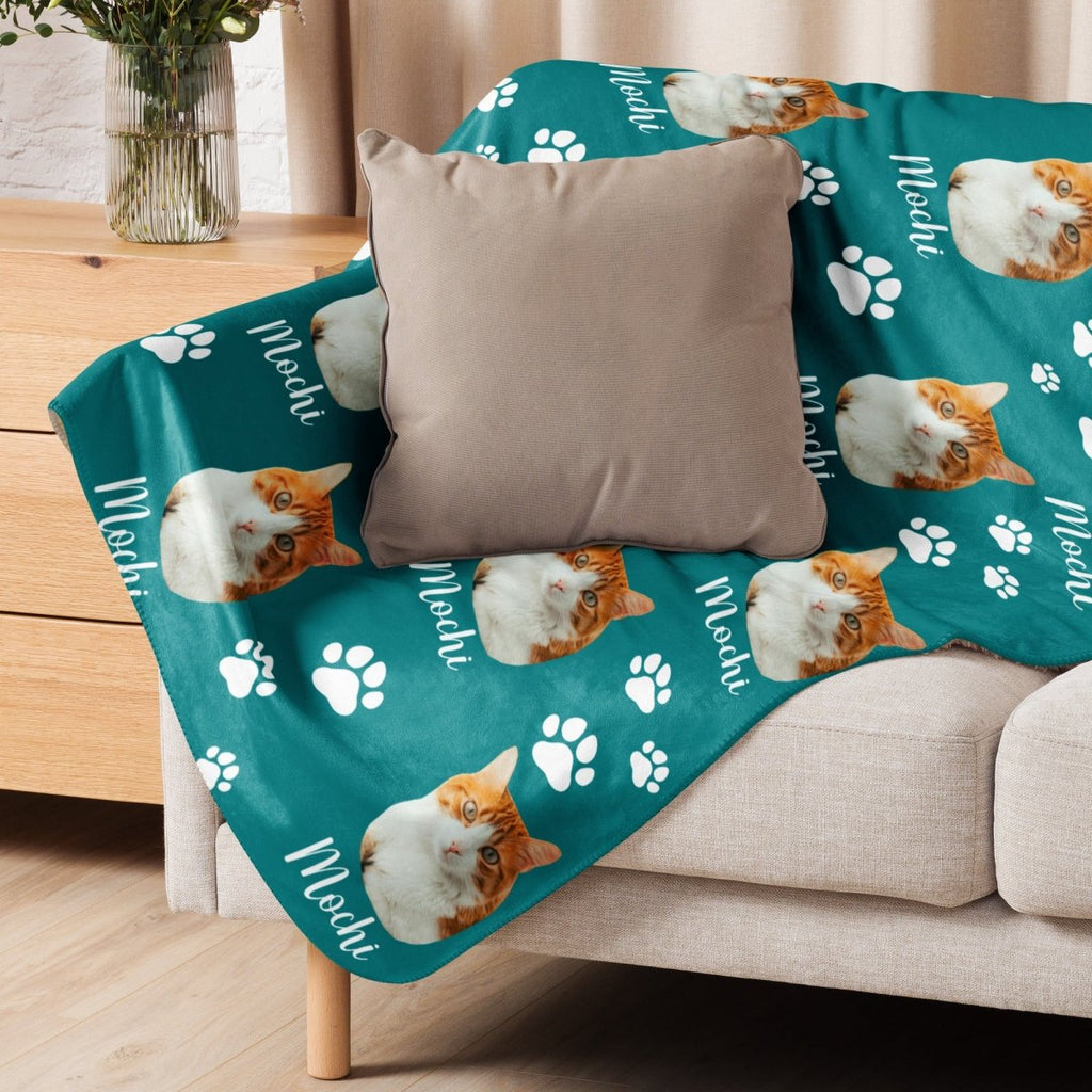 Custom Cat Photo Blanket With Text
