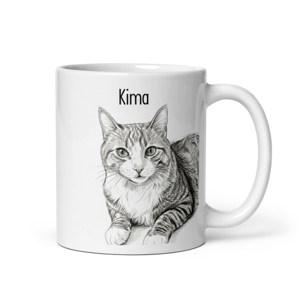 Custom Cat Sketch Portrait Mug With Name