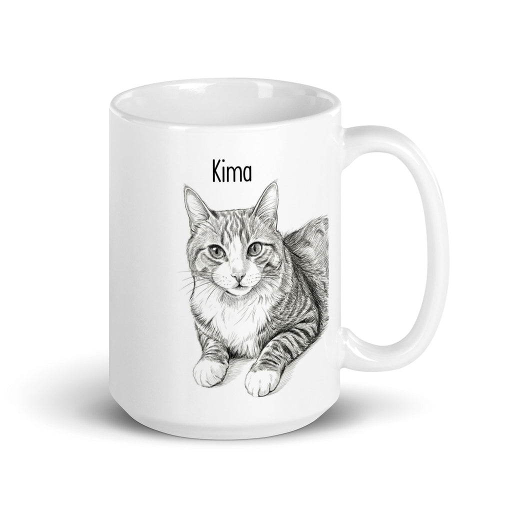 Custom Cat Sketch Portrait Mug With Name