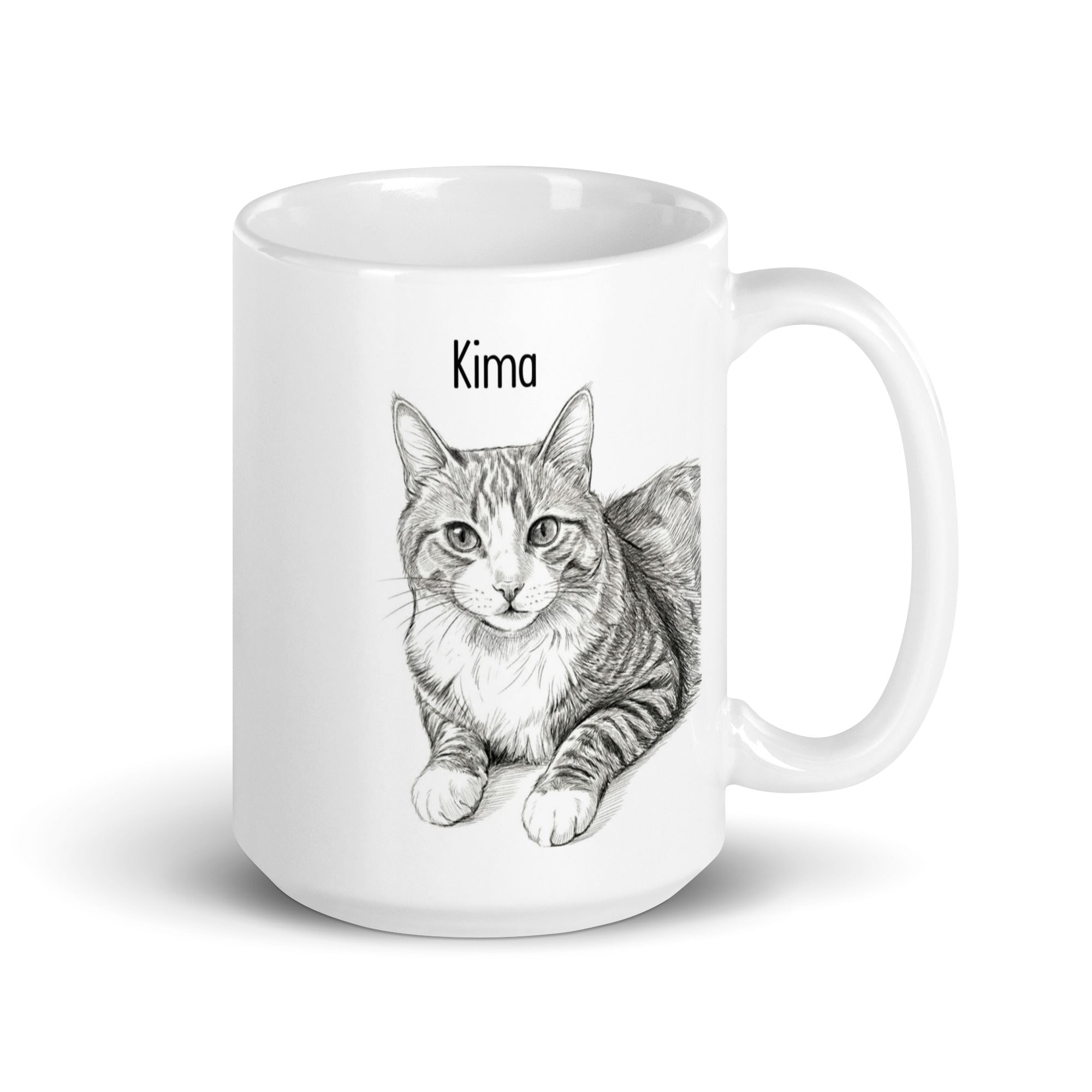 Custom Cat Sketch Portrait Mug With Name