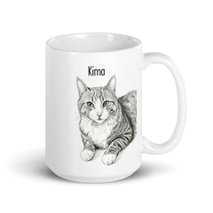 Custom Cat Sketch Portrait Mug With Name