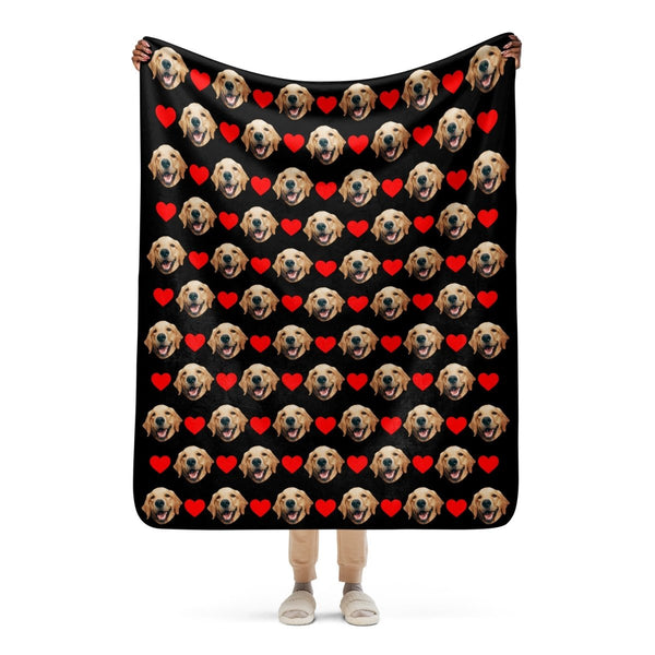 Custom Dog Face Blanket With Hearts