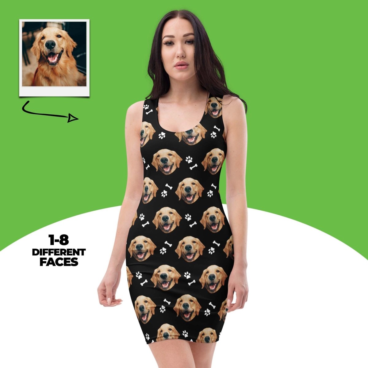 Custom Dog Face Bodycon Dress Main image