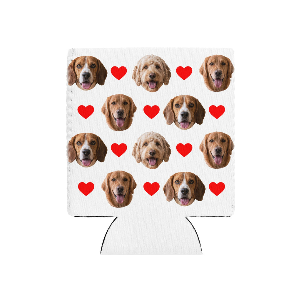 Custom Dog Face Can Cooler With Hearts