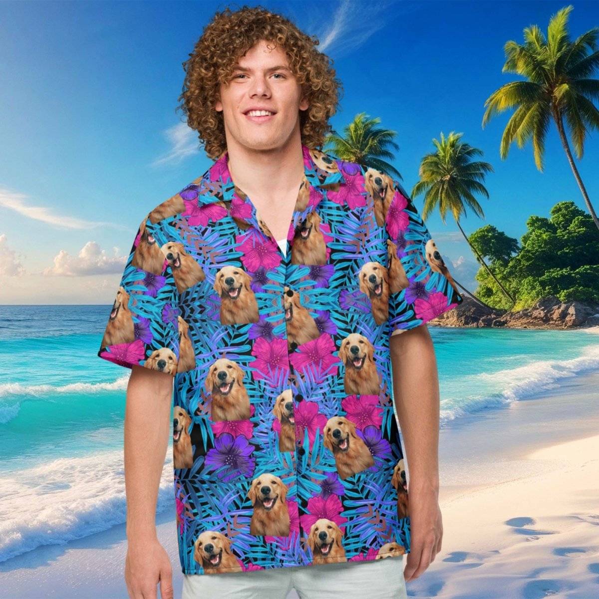 Custom Dog Face Hawaiian Shirt Main image