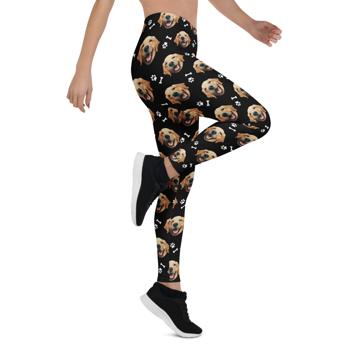 Custom Dog Face Leggings With Paws