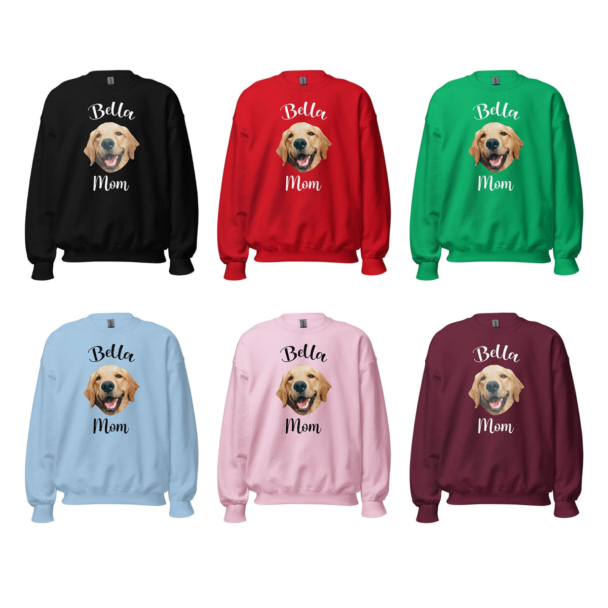Custom Dog Face Mom Sweatshirt With Name