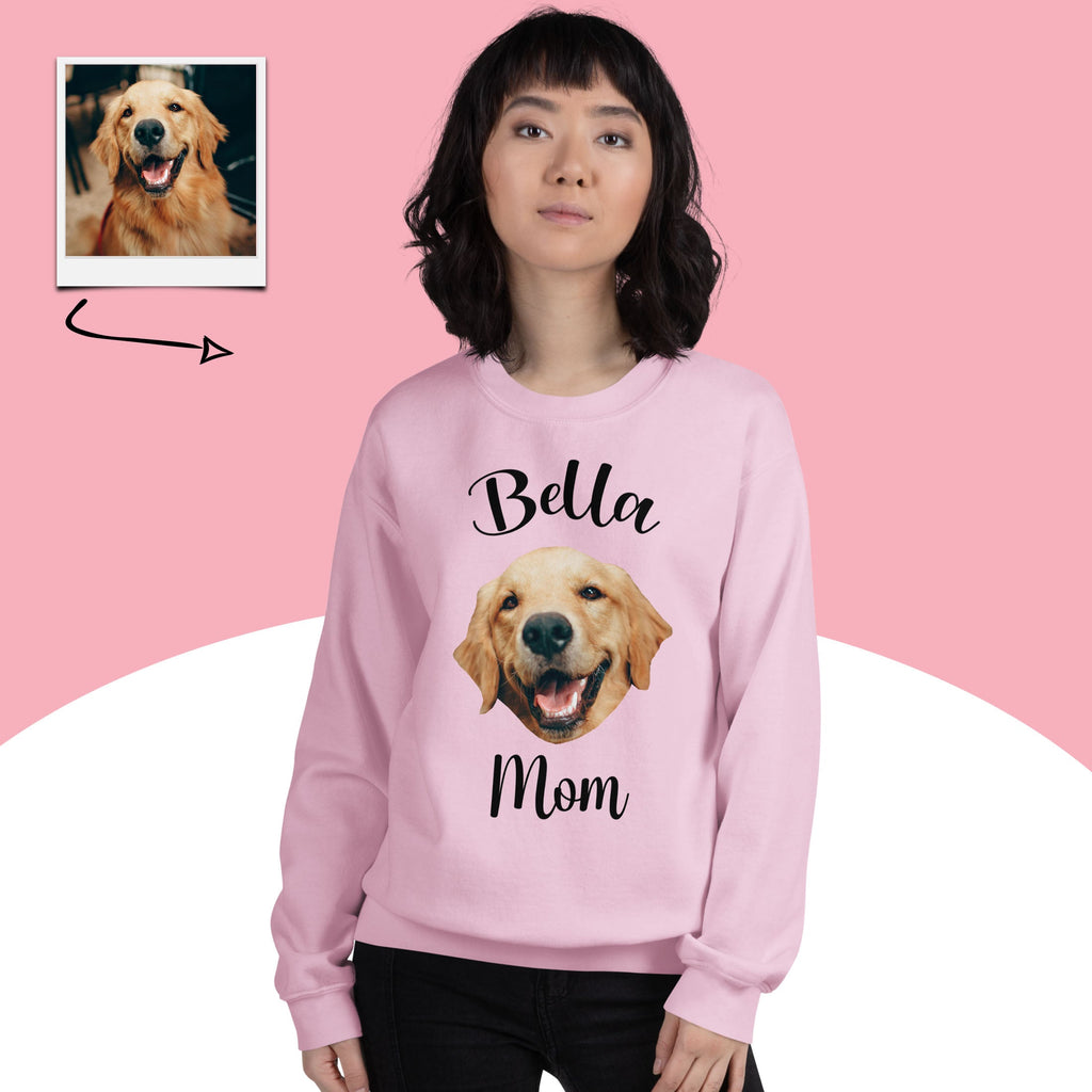 Custom Dog Face Mom Sweatshirt With Name