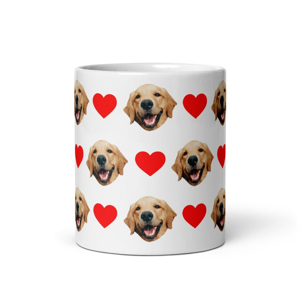 Custom Dog Face Mug With Hearts