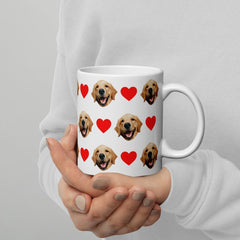 Custom Dog Face Mug With Hearts