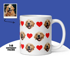 Custom Dog Face Mug With Hearts