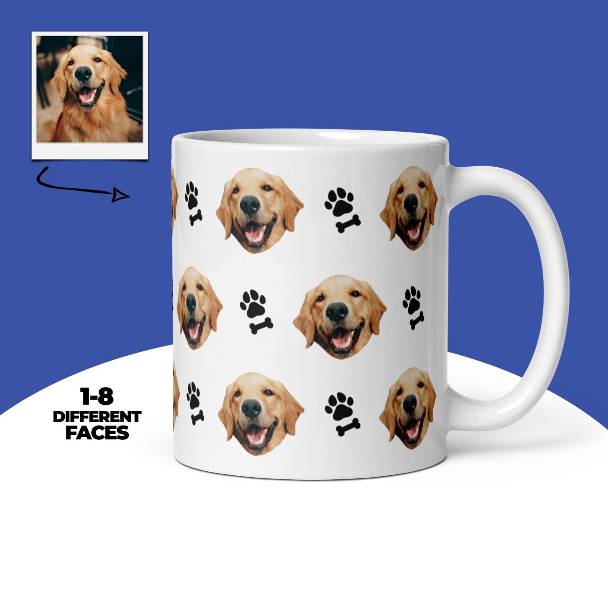 Custom Dog Face Mug With Paws Main image