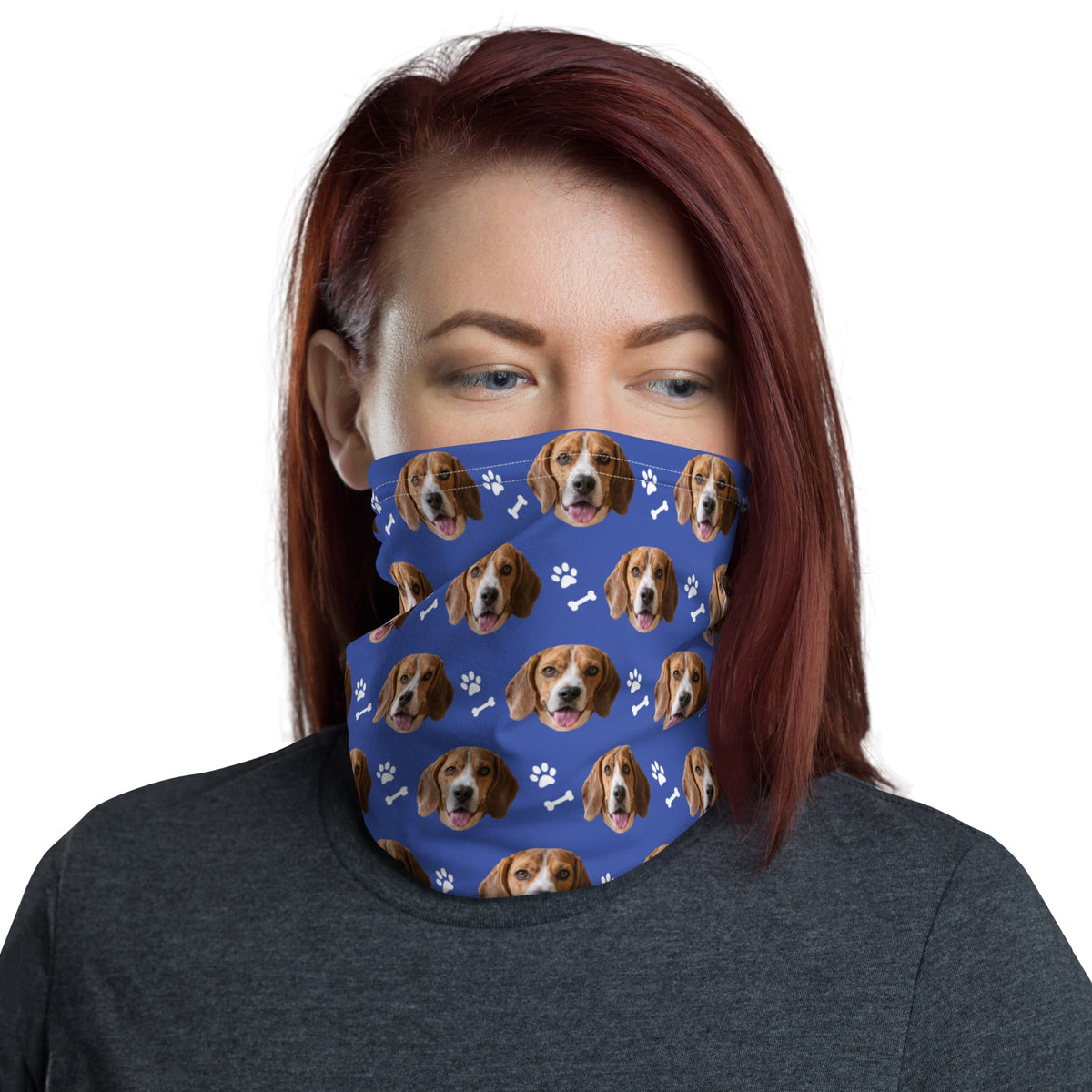 Custom Dog Face Neck Gaiter With Paws