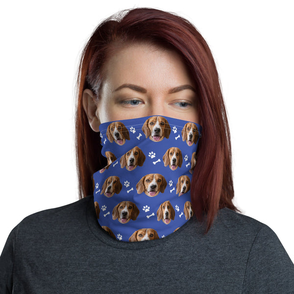 Custom Dog Face Neck Gaiter With Paws