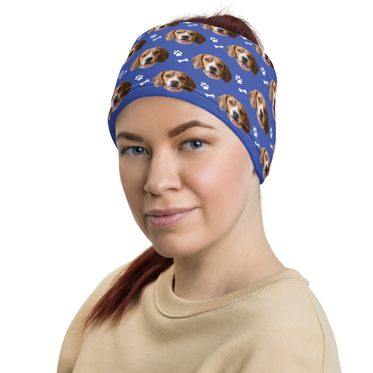 Custom Dog Face Neck Gaiter With Paws