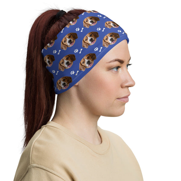 Custom Dog Face Neck Gaiter With Paws