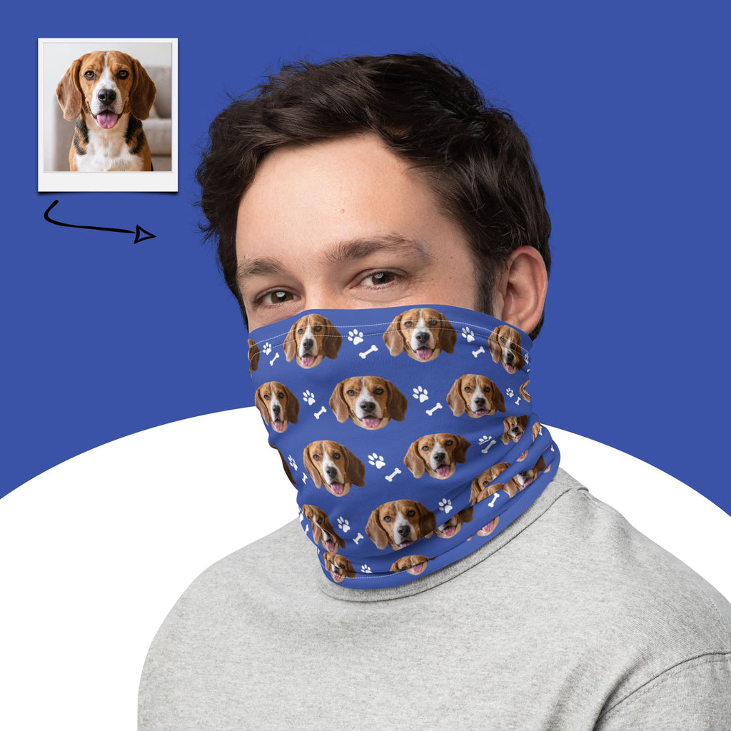 Custom Dog Face Neck Gaiter With Paws