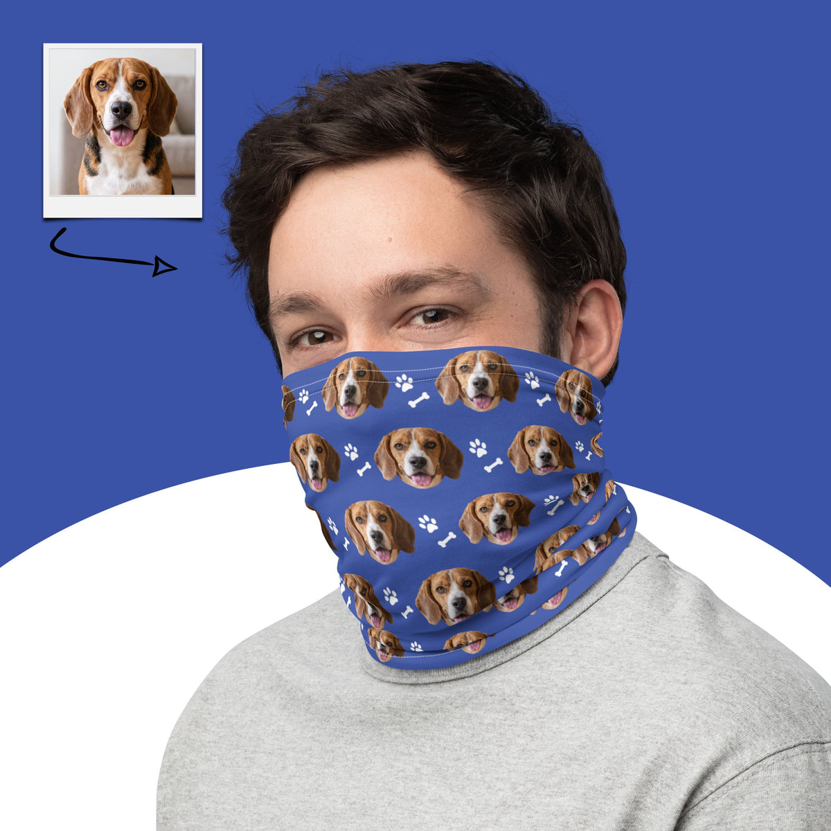 Custom Dog Face Neck Gaiter With Paws