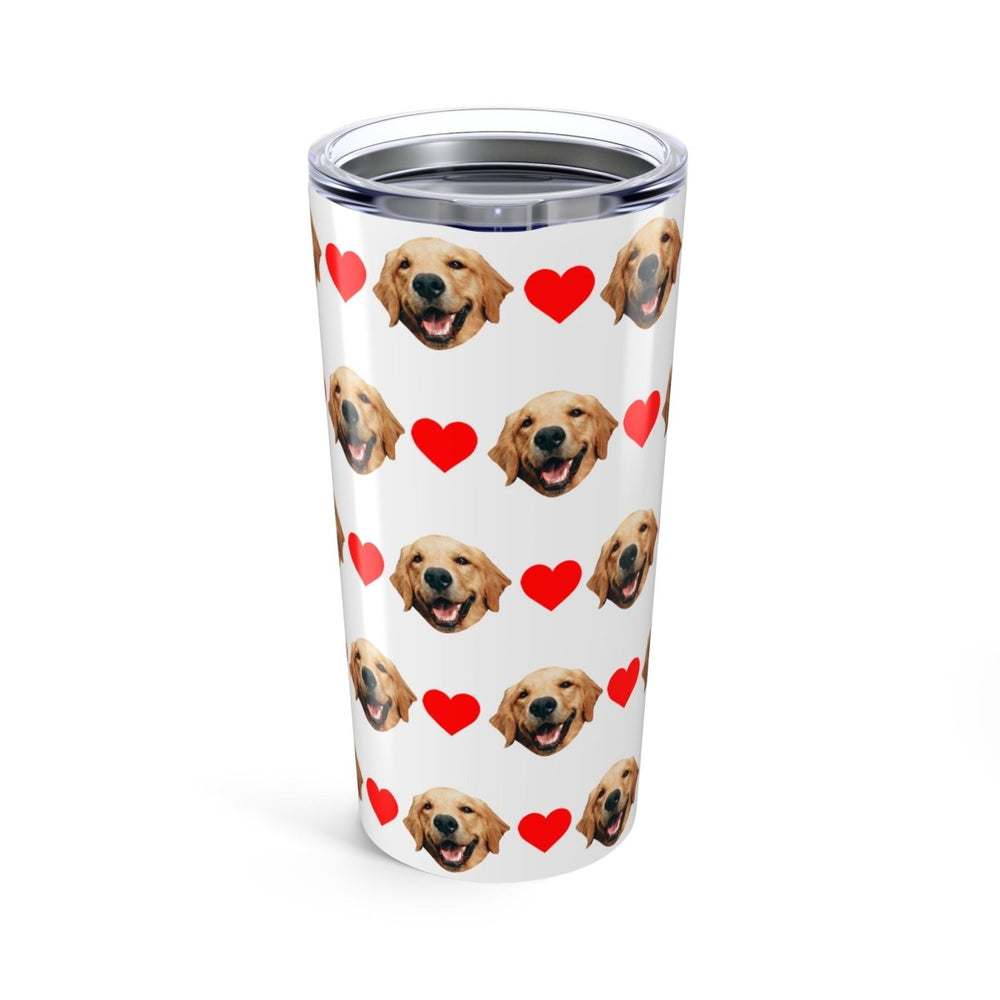 Custom Dog Face Tumbler With Hearts