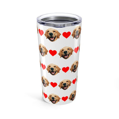 Custom Dog Face Tumbler With Hearts