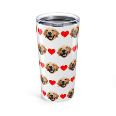 Custom Dog Face Tumbler With Hearts