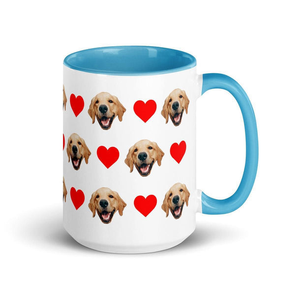 Custom Dog Faces Hearts Mug With Color Inside