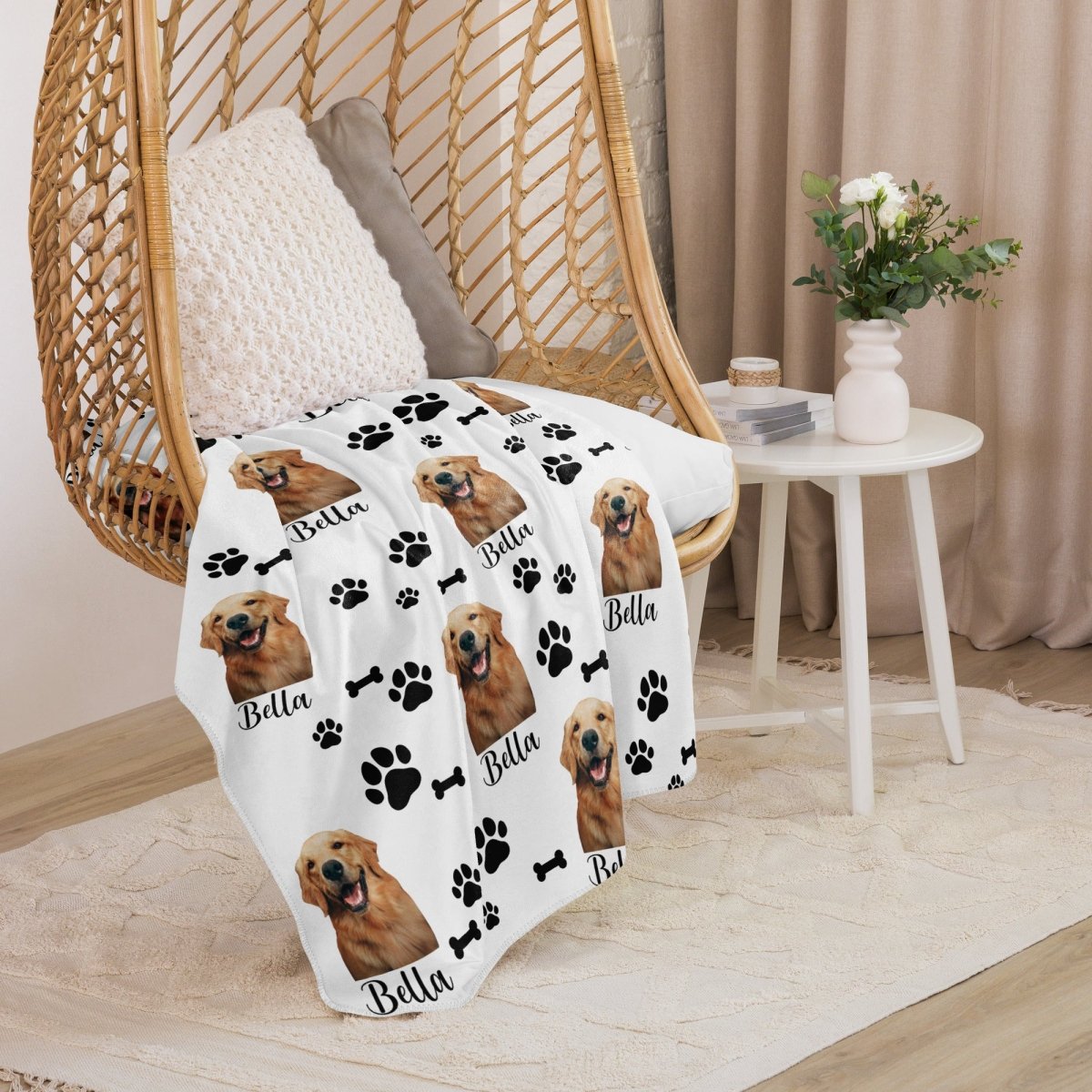 Custom Dog Photo Blanket With Text Secondary image