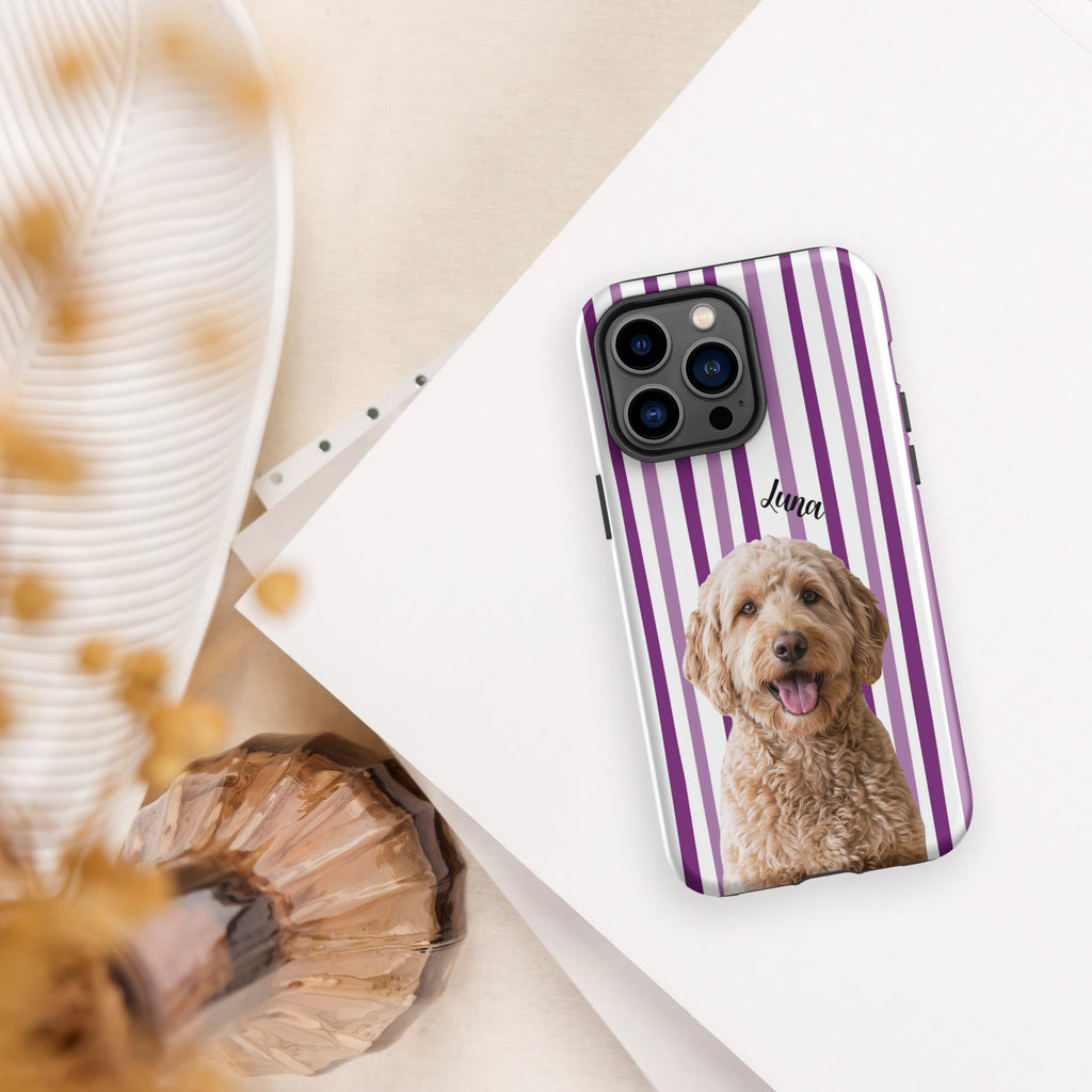 Custom Dog Photo Tough Phone Case With Name