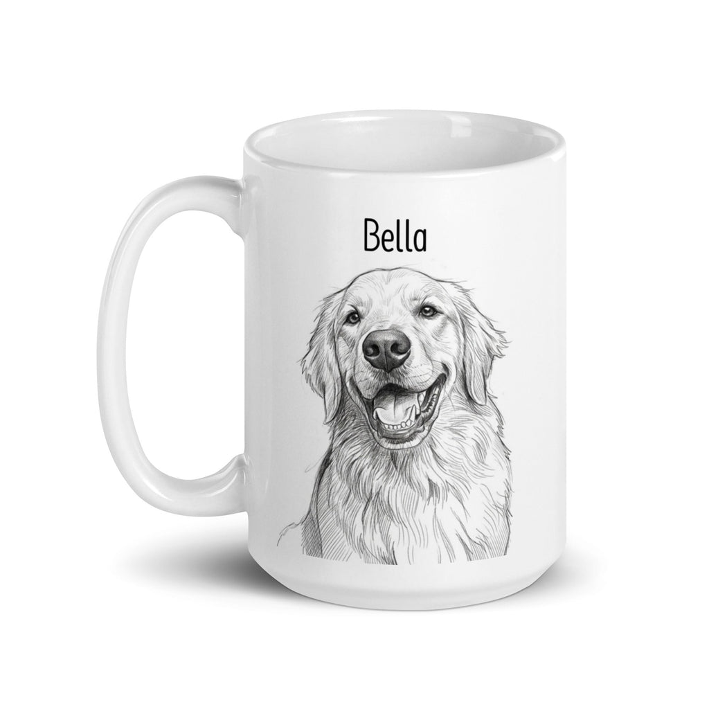 Custom Dog Sketch Portrait Mug With Name