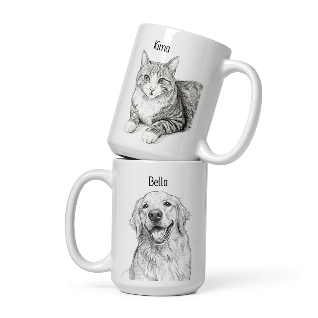 Custom Dog Sketch Portrait Mug With Name