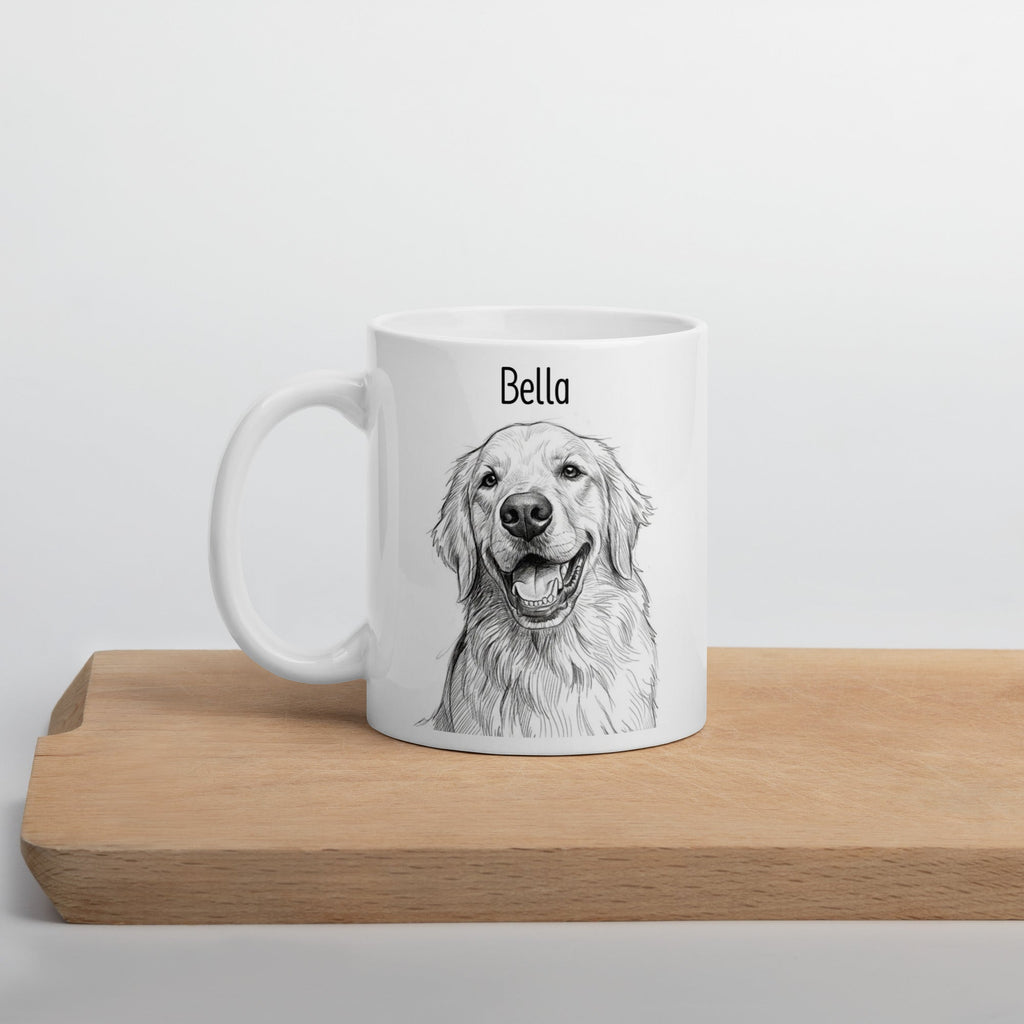 Custom Dog Sketch Portrait Mug With Name