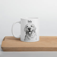 Custom Dog Sketch Portrait Mug With Name