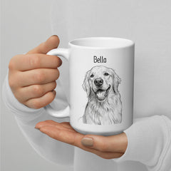 Custom Dog Sketch Portrait Mug With Name