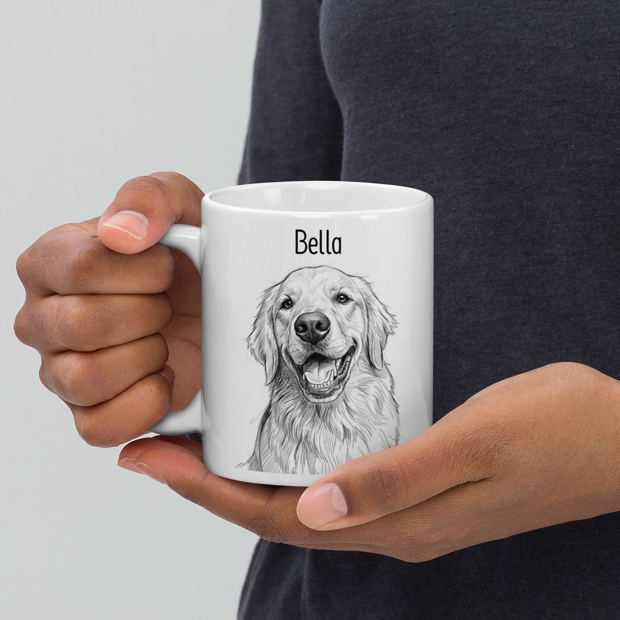 Custom Dog Sketch Portrait Mug With Name