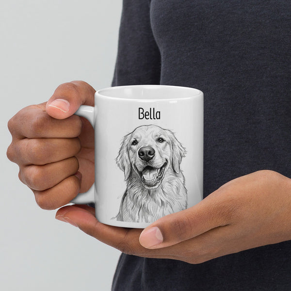 Custom Dog Sketch Portrait Mug With Name